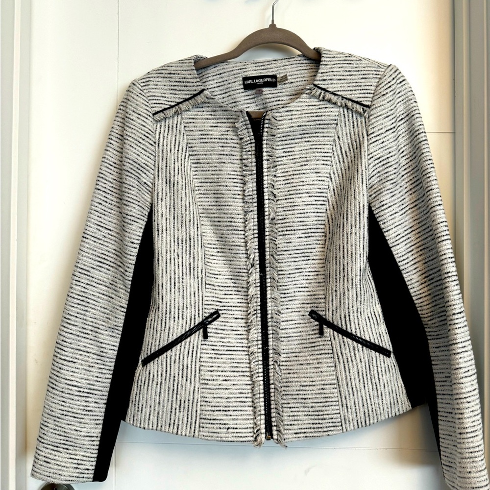 Karl Lagerfeld Tweed Jacket zip